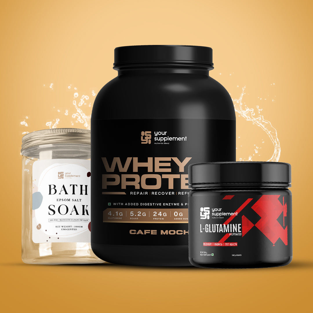 Recovery Essentials – Whey Protein, L-Glutamine & Epsom Salt for Athletes